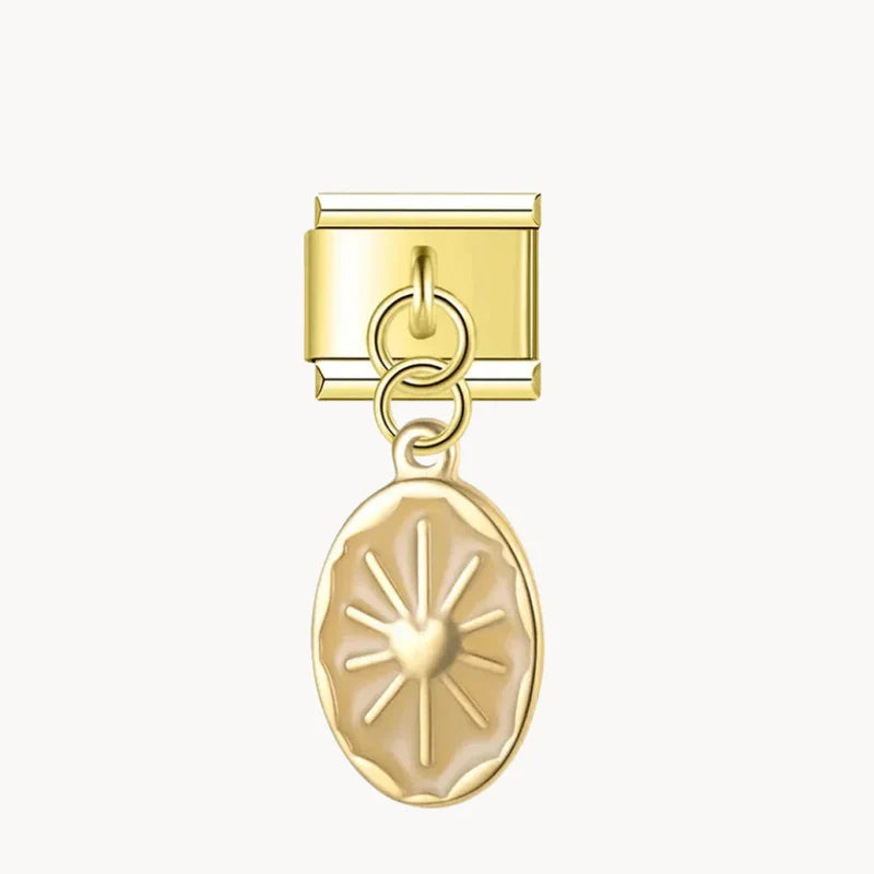 Beige Sun Motif Pendant - Gold