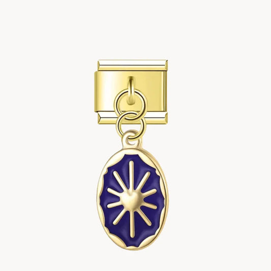 Blue Sun Motif Pendant - Gold