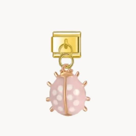 Gold-Plated Ladybug Pendant - Pink
