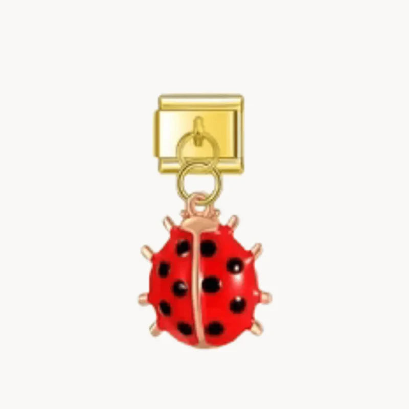Gold-Plated Ladybug Pendant - Red
