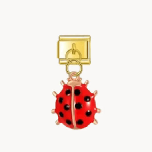 Gold-Plated Ladybug Pendant - Red