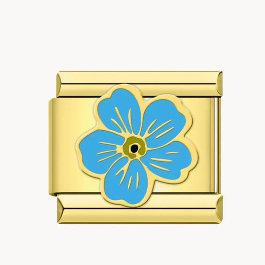 Light Blue Flower - Gold