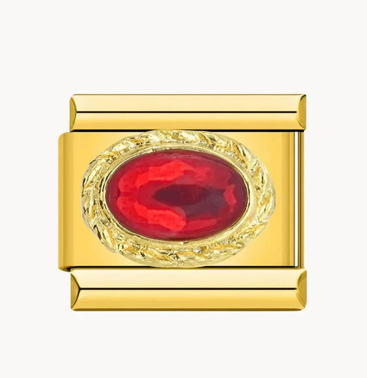 Red Stone On Gold