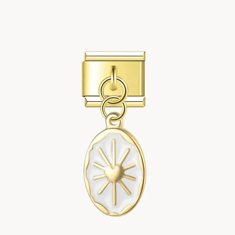 White Sun Motif Pendant - Gold